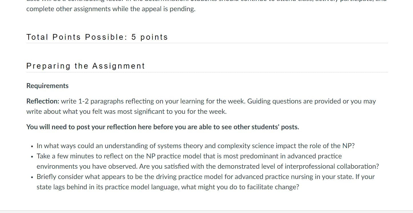 (Solution) NR 500 Week 5 Reflection On learning - Scholarly Guider