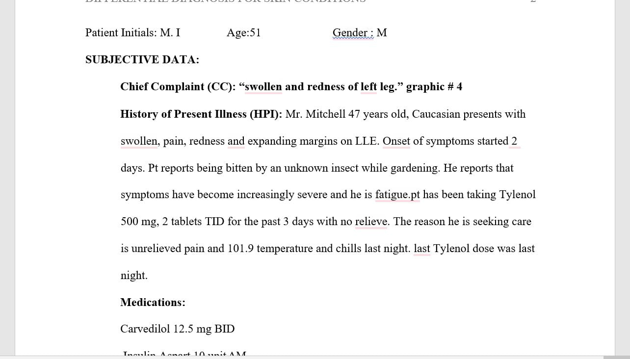 (Answered) NURS 6512 Week 4 Lab Assignment 1; Differential Diagnosis Skin Scholarly Guider