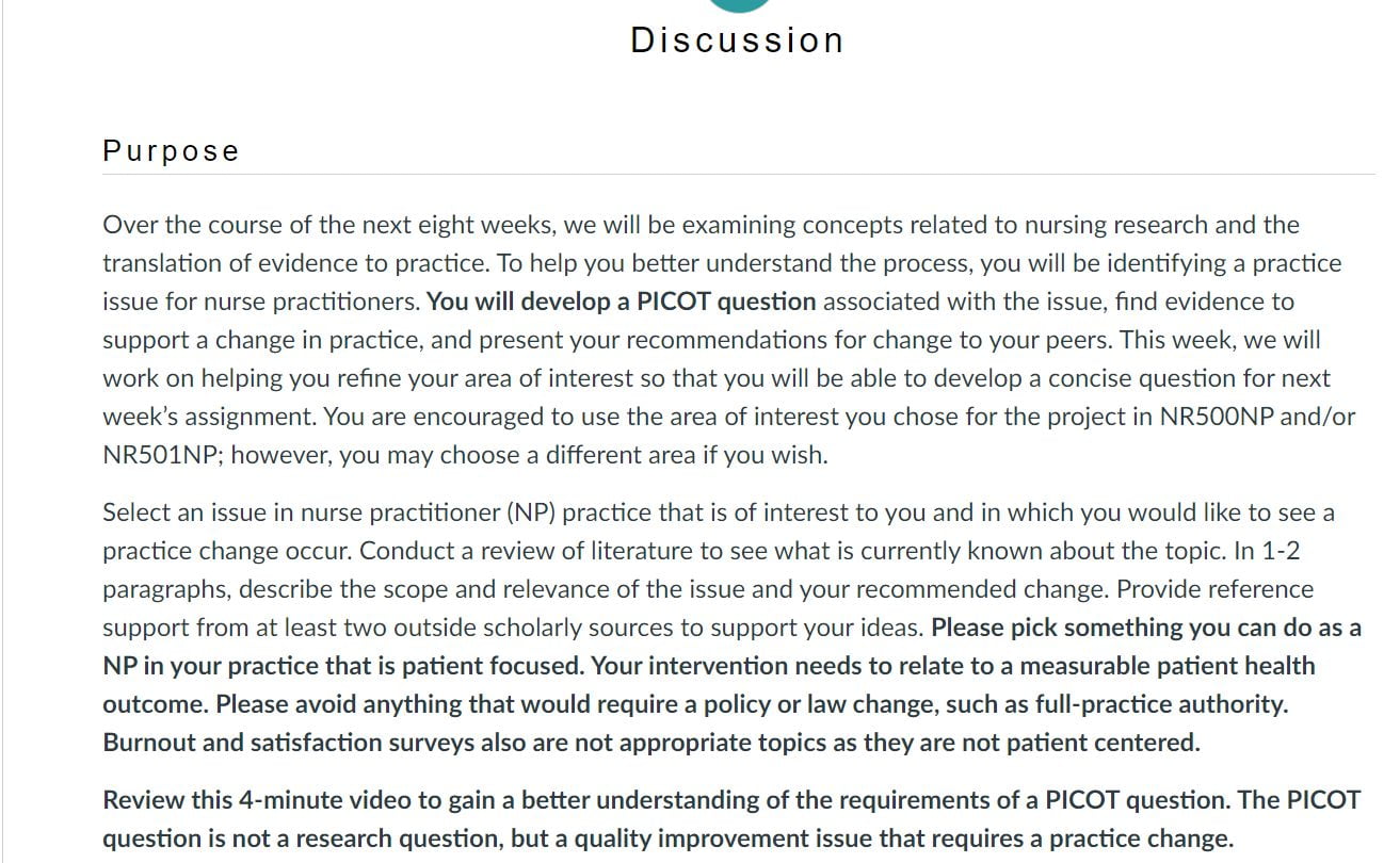(Answered) NR505NP Week 1: Area of Interest in NP - Scholarly Guider