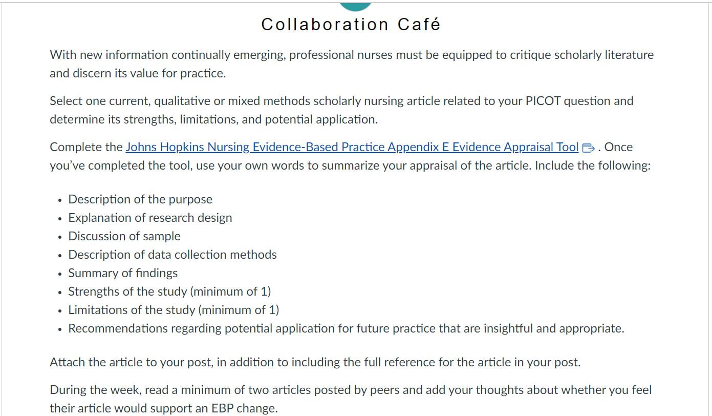 (Answered) NR505NP Week 4: Collaboration Cafe - Scholarly Guider